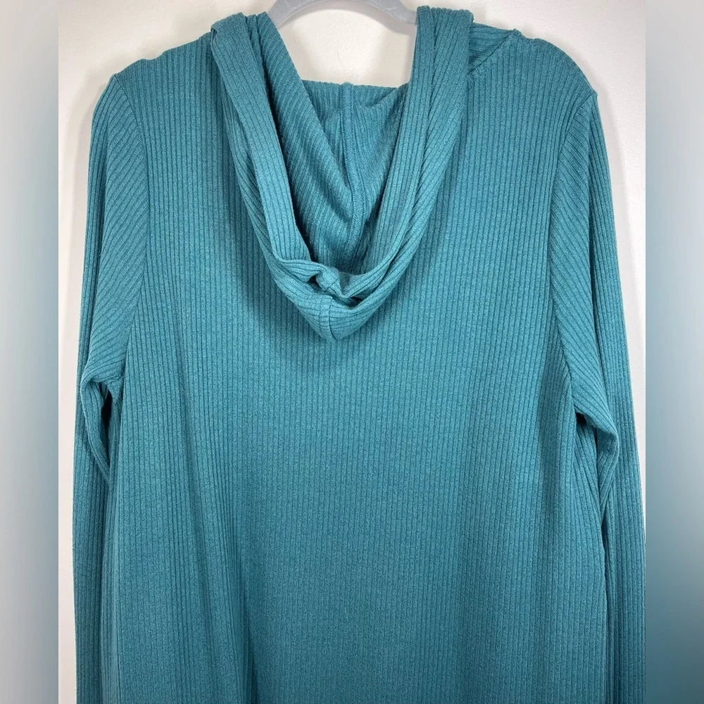 ATHLETA Women’s Pranayama Long Ribbed Hooded Cardigan Teal Size Medium - Picture 11 of 11